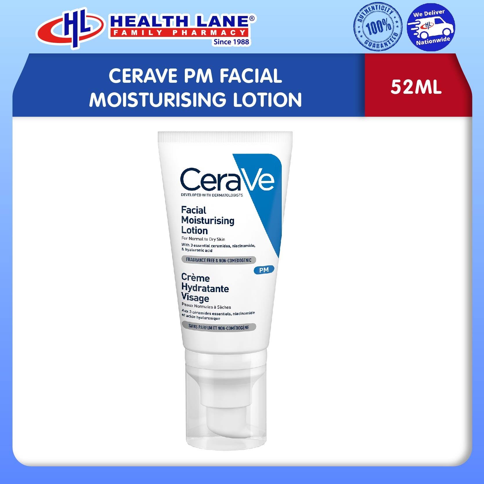 CERAVE PM FACIAL LEMBAPURISING LOSYEN (52ML)